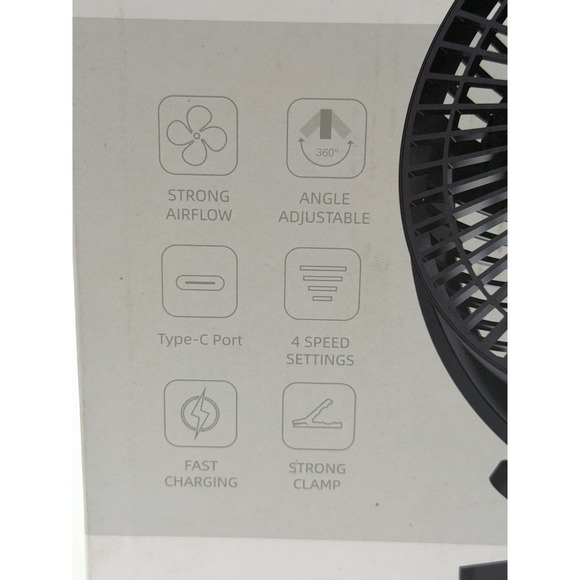 CLIP ON FAN | 10000 MAH RECHARGEABLE BATTERY, 8 INCH - BLACK 0106 - Picture 6 of 7